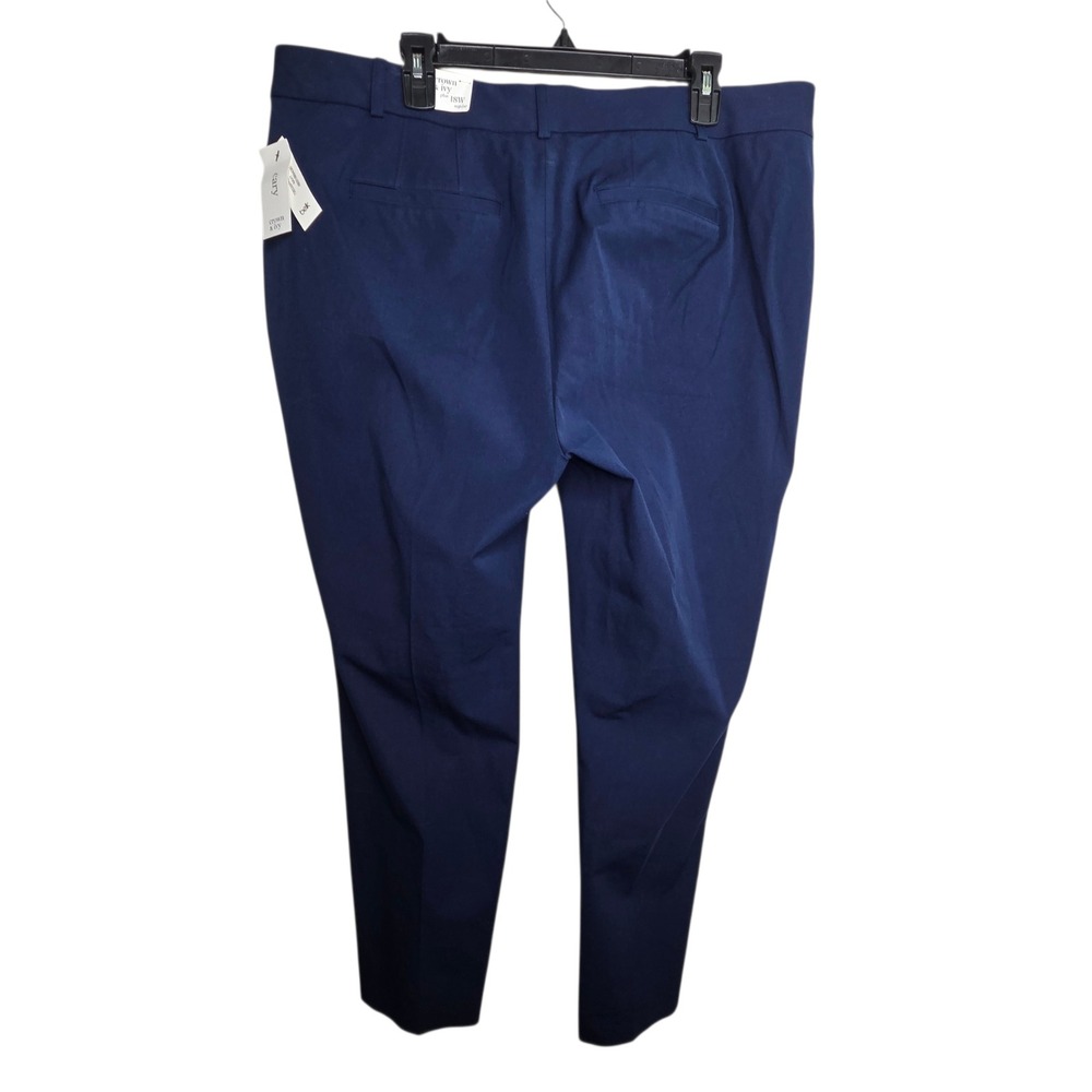NEW Crown & Ivy Women Navy Bi-Stretch Cary Trousers 18W Career Office Preppy